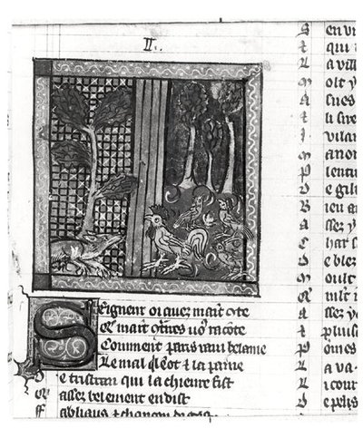 Ms Fr 1580 The Fox Flattering Chanteclerc, fra Le Roman de Renart af French School